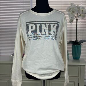 PINK Victoria's Secret Women's Cream Sequin Top